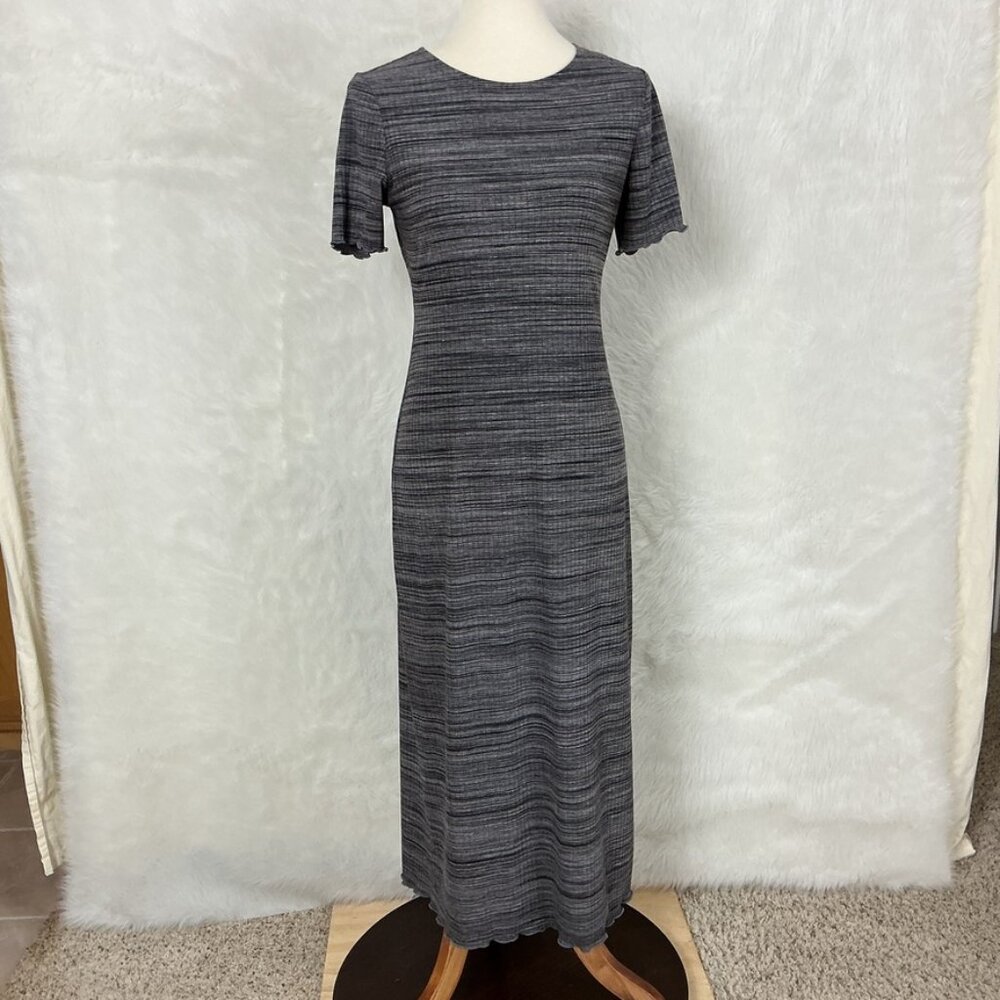 Reformation Jeans Perry Ribbed Knit Gray Space Dye Short Sleeve T-Shirt Dress L
